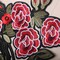 Red and Black Rose Applique Embroidered Iron-On Flower Patch with Green Leaves